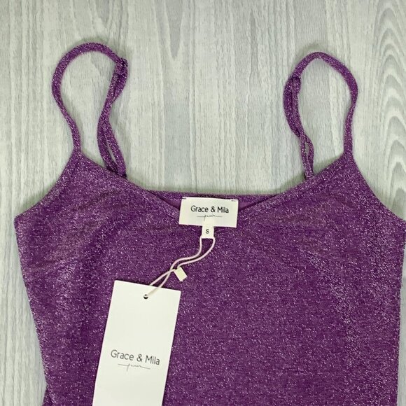 NWT Grace & Mila Purple Milkshake Lurex Glitter Bodysuit - Picture 11 of 15